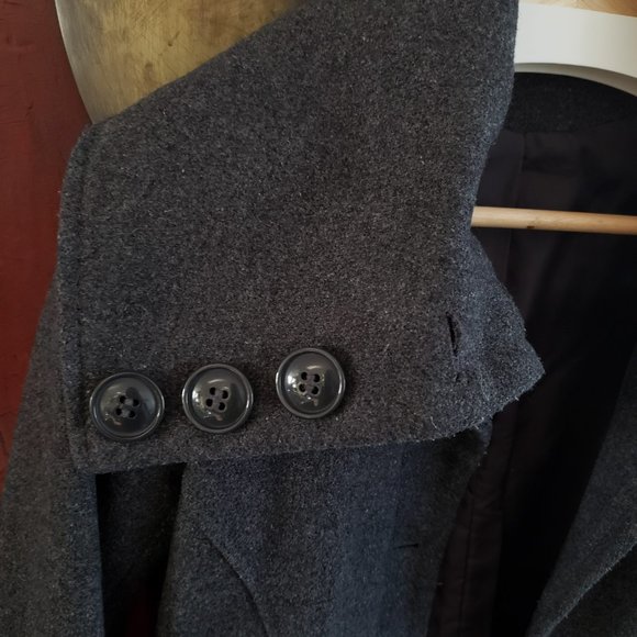 H&M Dark Grey Wool-Blend Pea Coat - Size 4 - Picture 9 of 11